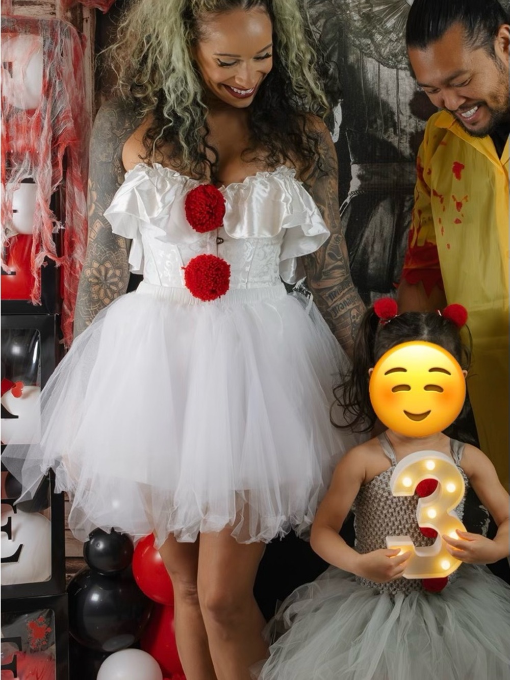 Pennywise inspired women’s clown costume; corset to with tulle skirt